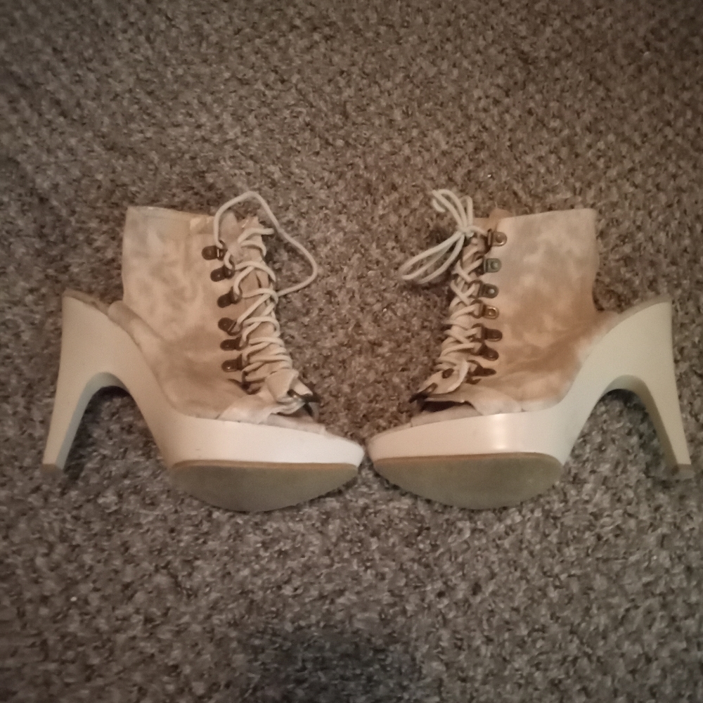 Peep-Toe Laced Booties